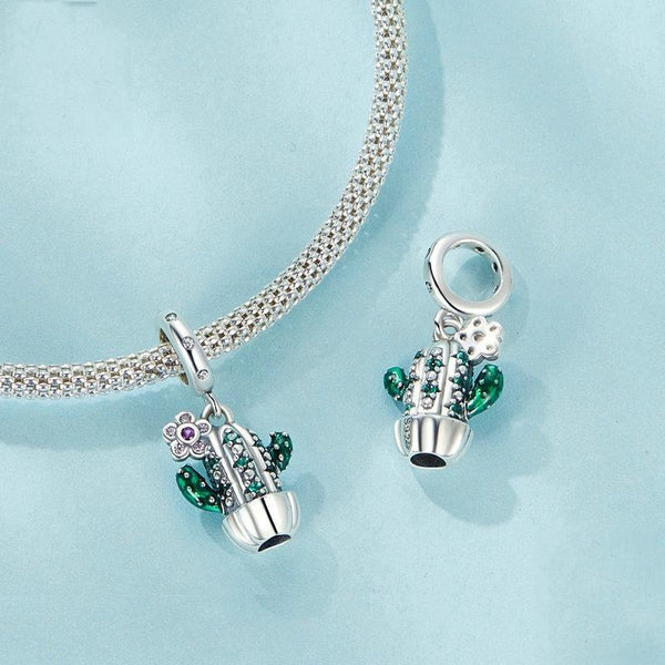 925 Sterling Silver Diy Desert Cactus Potted Pendant Necklaces & Pendants