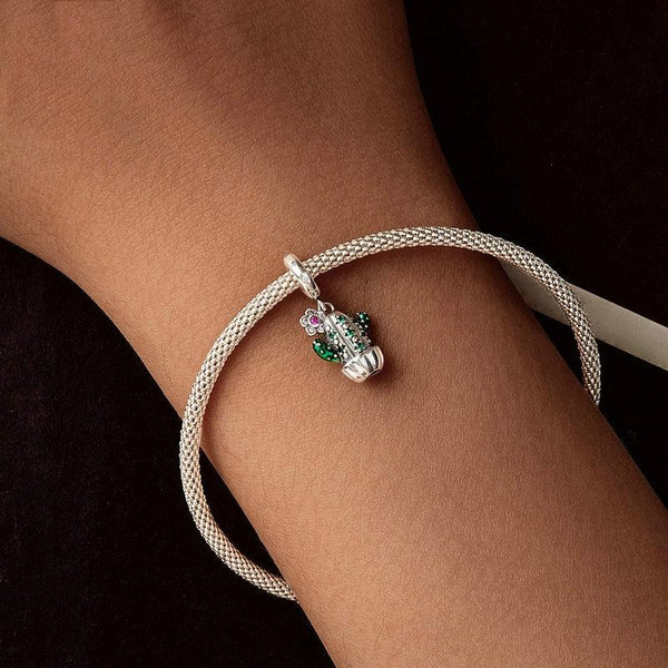 925 Sterling Silver Diy Desert Cactus Potted Pendant Necklaces & Pendants