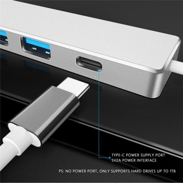 Usb 3.0 Type C + 4 Port Hub For Laptop Expansion Grey Usb Cables Hubs & Adapters