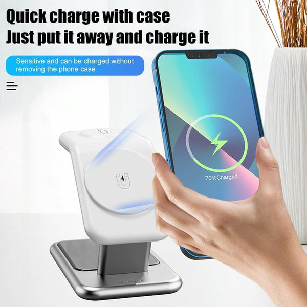 15W 3 In Magnetic Wireless Charger White Chargers & Cradles