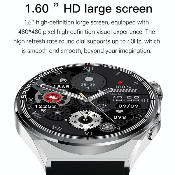 1.60 Inch Black Dial Silicone Band Ip68 Waterproof Smart Watch Support Bluetooth Call Smart Watches