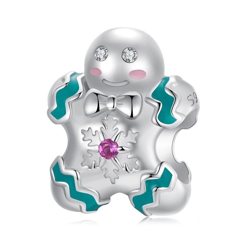925 Sterling Silver Gingerbread Man Bracelet Charm Charms & Pendants