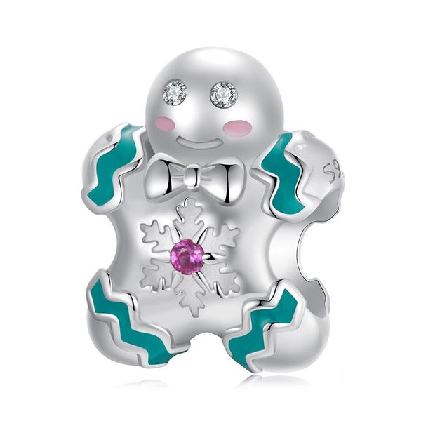 925 Sterling Silver Gingerbread Man Bracelet Charm Charms & Pendants