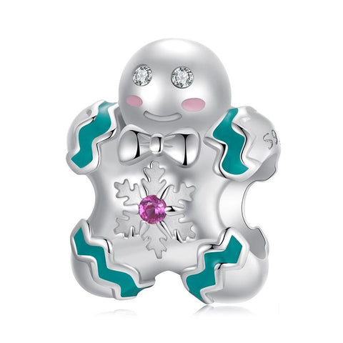 925 Sterling Silver Gingerbread Man Bracelet Charm Charms & Pendants