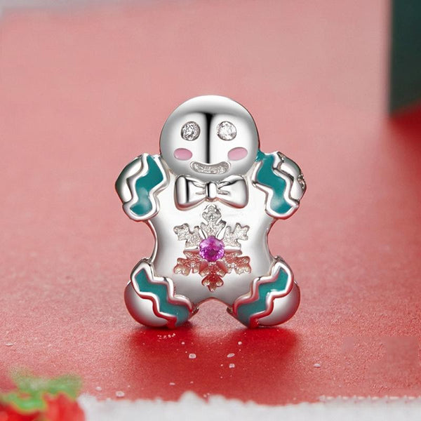 925 Sterling Silver Gingerbread Man Bracelet Charm Charms & Pendants