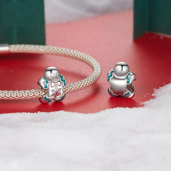 925 Sterling Silver Gingerbread Man Bracelet Charm Charms & Pendants