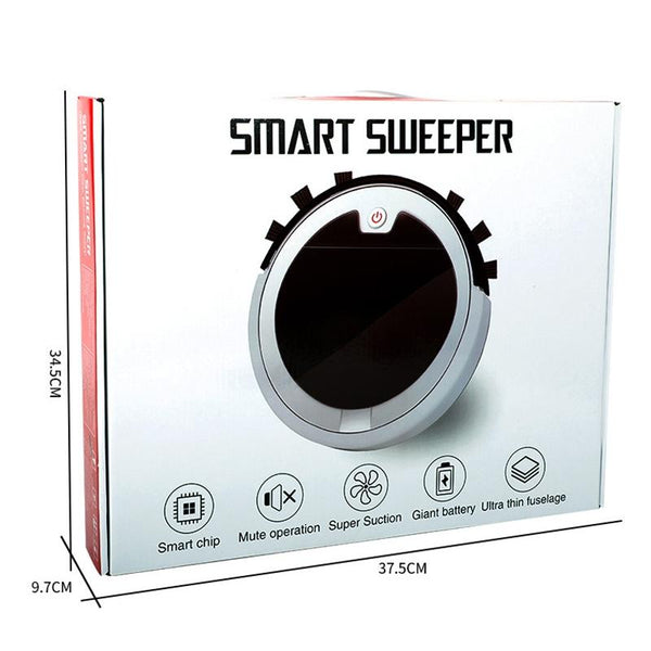 Smart Home Sweeping Robot With Remote Control And Large Suction White Black Carpet & Floor Sweepers