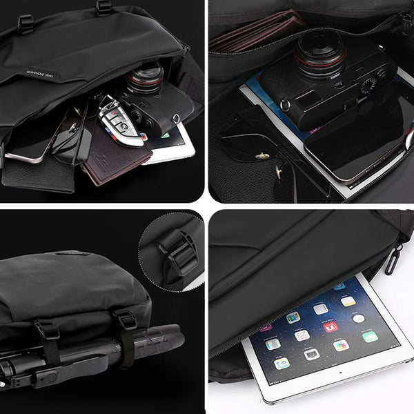 Waterproof Men Crossbody Bag Large Capacity Multifunctional Shoulder Black Bags