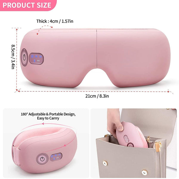 Rechargeable Eye Massager With Heat Air Pressure & Vibration Pink Massagers