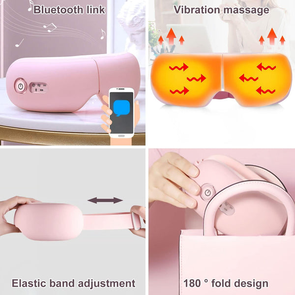 Rechargeable Eye Massager With Heat Air Pressure & Vibration Pink Massagers