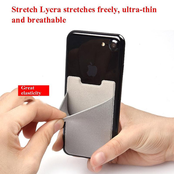 Lycra Phone Card Holder Stretch Back Sticker Wallet For Cards Bus Pass Bank Fits Most Phones Black Wallets