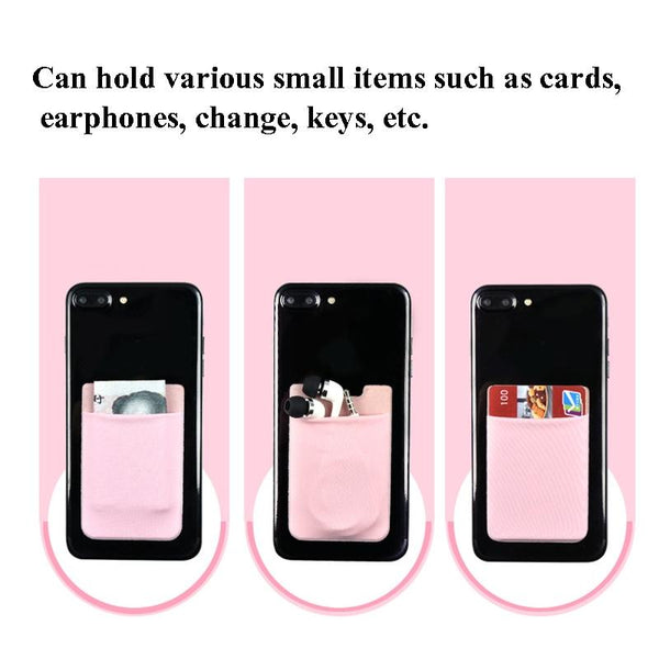 Lycra Phone Card Holder Stretch Back Sticker Wallet For Cards Bus Pass Bank Fits Most Phones Black Wallets