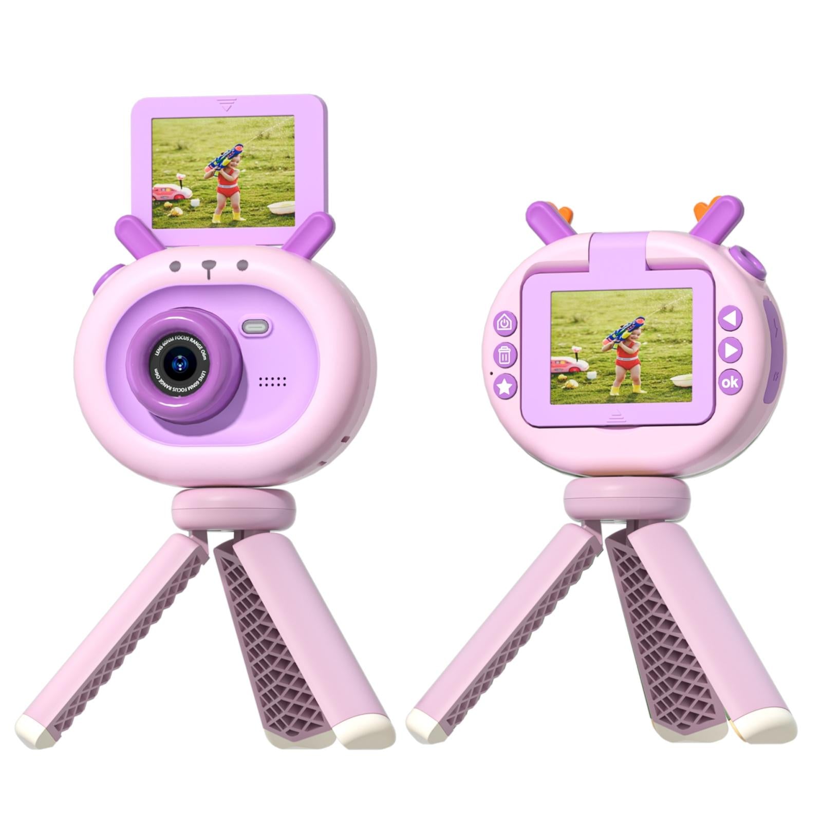 180 Degree Flip Screen Cartoon Digital Camera With Stand 2.4 Inch 1080P Hd Violet Digital Cameras