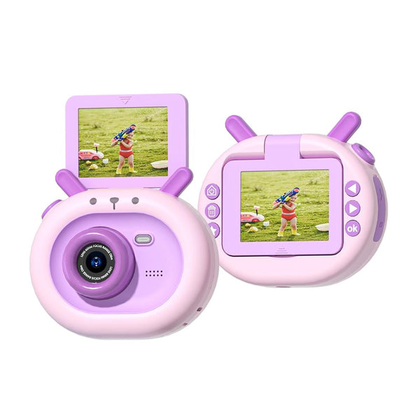 180 Degree Flip Screen Cartoon Digital Camera With Stand 2.4 Inch 1080P Hd Violet Digital Cameras