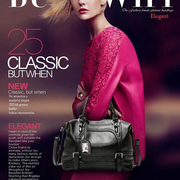 Soft Faced Casual Handbag Large Diagonal Shoulder Bag Black Women's Bags & Handbags