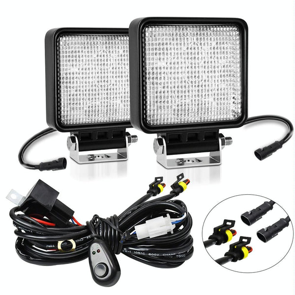 14W 9 30V Inch Mixed Luminous Square Floodlight With Wire Set Led Car Lights