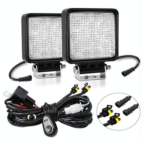 14W 9 30V Inch Mixed Luminous Square Floodlight With Wire Set Led Car Lights