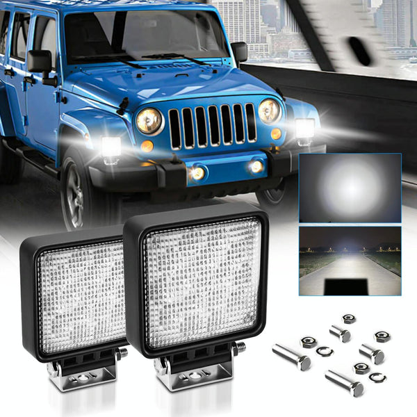 14W 9 30V Inch Mixed Luminous Square Floodlight With Wire Set Led Car Lights