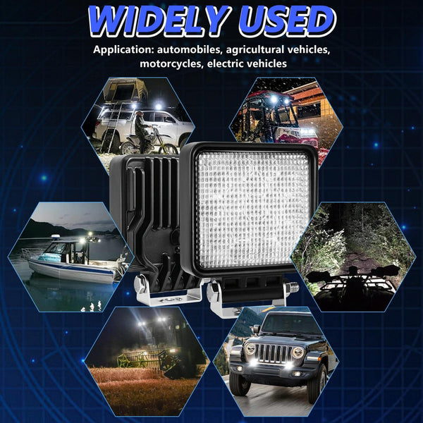 14W 9 30V Inch Mixed Luminous Square Floodlight With Wire Set Led Car Lights