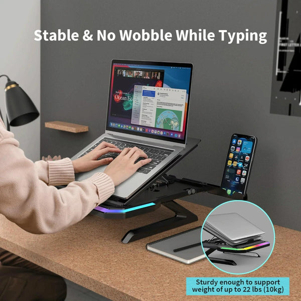 Laptop Stand With 9 Levels Of Lighting Black Stands Holders & Car Mounts