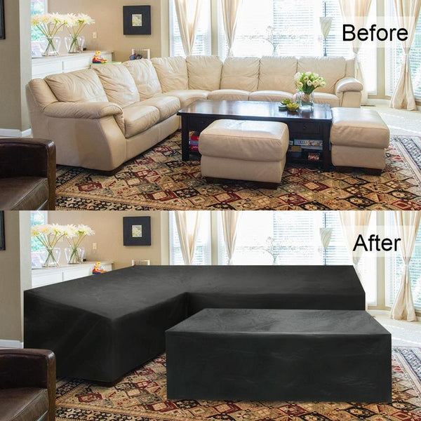 215X215x87cm Black Outdoor Corner Sofa Table Cover For Garden Furniture Outdoor Furniture Covers