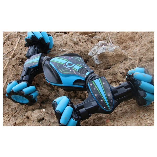 Gesture Control Twisting Car With Music And Deformation Blue Remote Controlled Toys