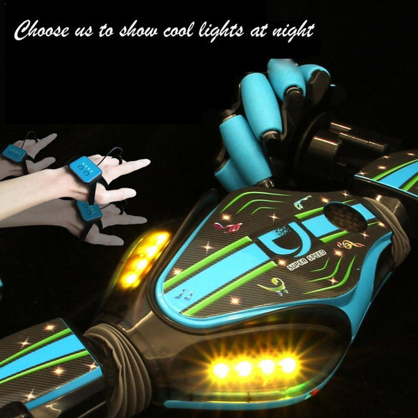 Gesture Control Twisting Car With Music And Deformation Blue Remote Controlled Toys