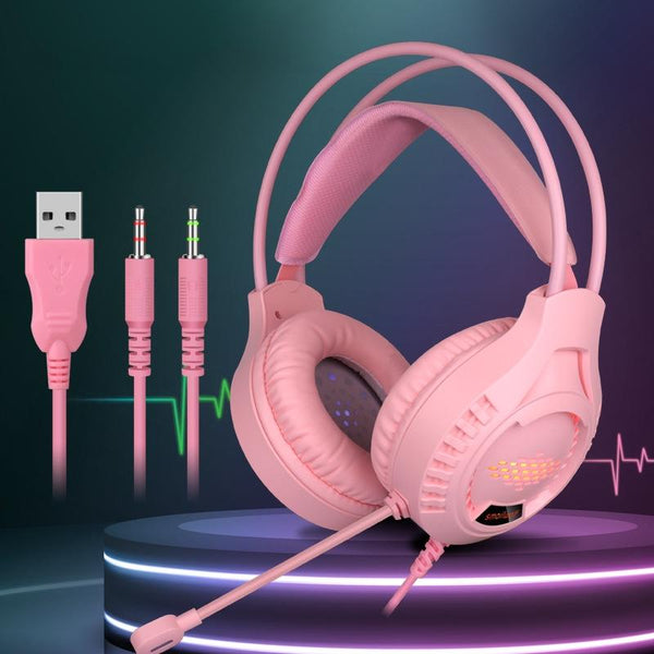 3.5Mm Luminous Game Headset For Desktop White Headsets