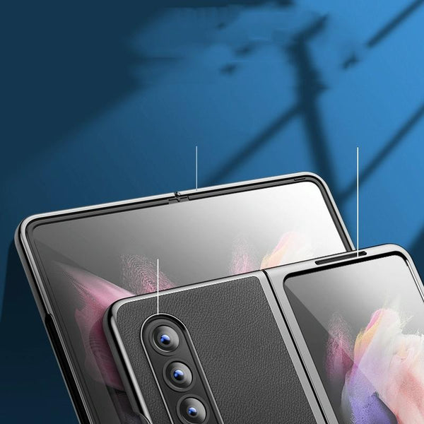 For Samsung Galaxy Z Fold4 5G Leather Plated Phone Cover Black Cases Covers & Skins