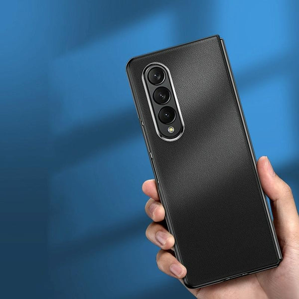 For Samsung Galaxy Z Fold4 5G Leather Plated Phone Cover Black Cases Covers & Skins