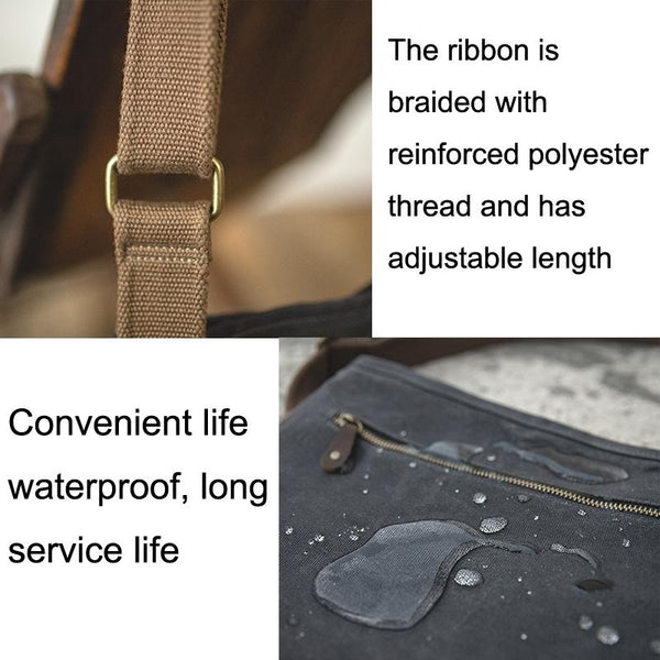 Retro Minimalist Oil Wax Canvas Shoulder Bag Dark Gray Women's Bags & Handbags