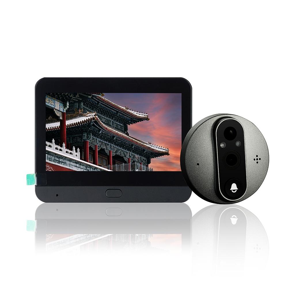 4.3 Inch Colour Screen Graffiti Hidden 1080P Wifi Smart Cat Eye Video Doorbell Black Smart Doorbells