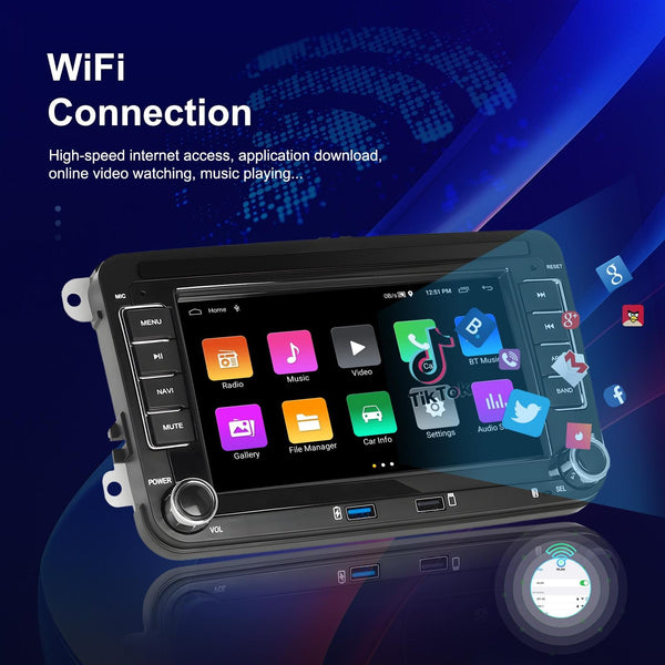 2 + 64G Carplay Android Navigation For Vw / Skoda Reversing Camera Large Screen Other Car Audio