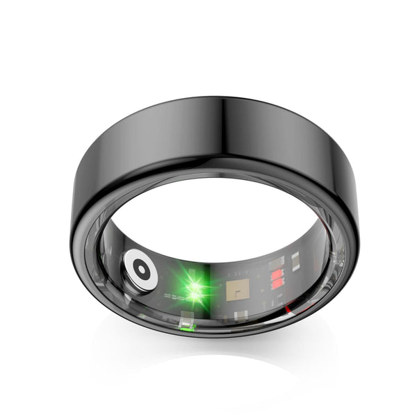 Smart Ring With Heart Rate Blood Oxygen Sleep Monitoring & Sports Modes Size 11 Black Activity Trackers