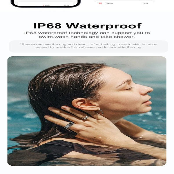 Smart Ring With Heart Rate Blood Oxygen Sleep Monitoring & Sports Modes Size 11 Black Activity Trackers