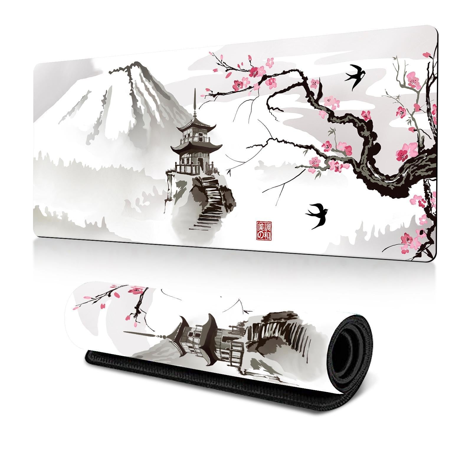 Cherry Blossom Ink Painting Mouse Pad Non Slip Pattern 1 300X600x2mm Mouse Pads & Wrist Rests
