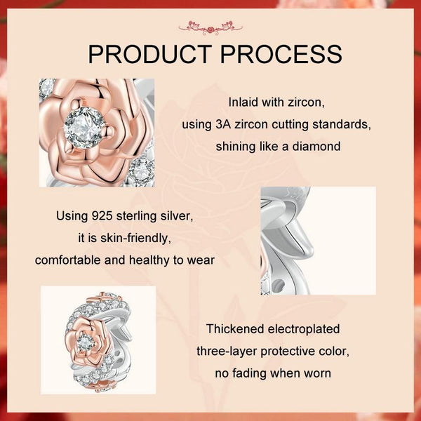 925 Sterling Silver Diy Beaded Rose Bracelet Charms & Pendants