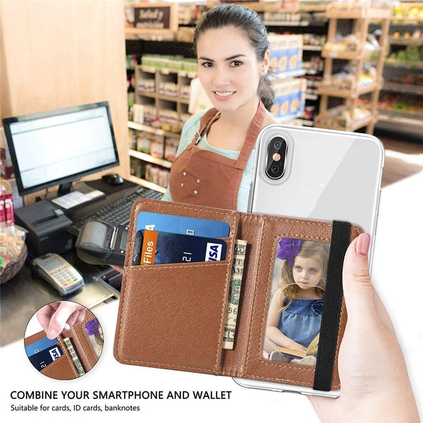 Pu Leather Phone Card Holder With Bracket Multifunctional Black Business Card Holders
