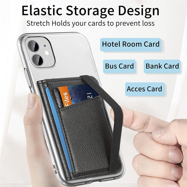 Pu Leather Phone Card Holder With Bracket Multifunctional Black Business Card Holders