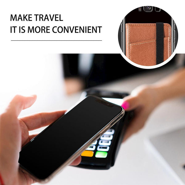 Pu Leather Phone Card Holder With Bracket Multifunctional Black Business Card Holders