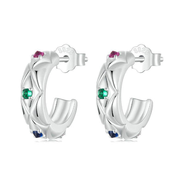 Veile Studios 925 Sterling Silver Vintage Diamond Pattern Earrings