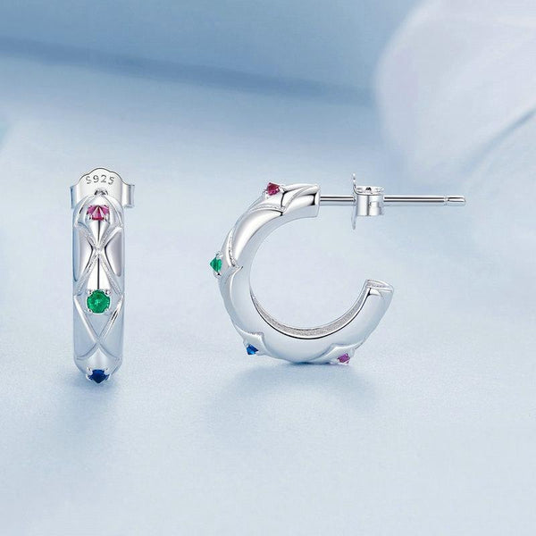 Veile Studios 925 Sterling Silver Vintage Diamond Pattern Earrings