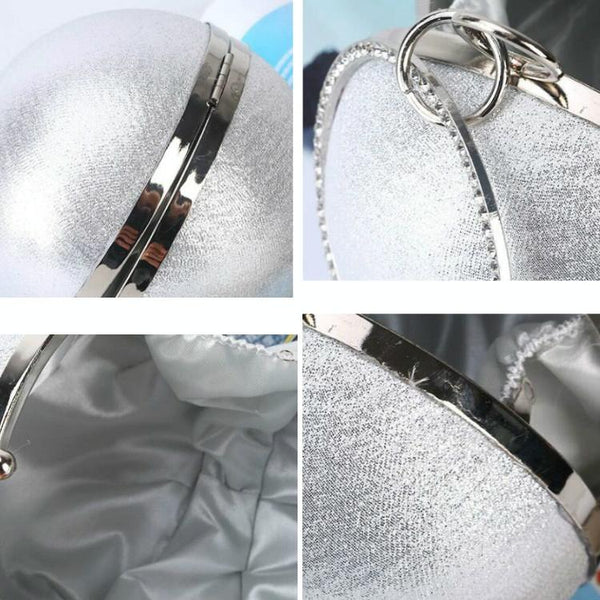 Chic Round Ball Clutch For Evening Events Silver Women's Bags & Handbags