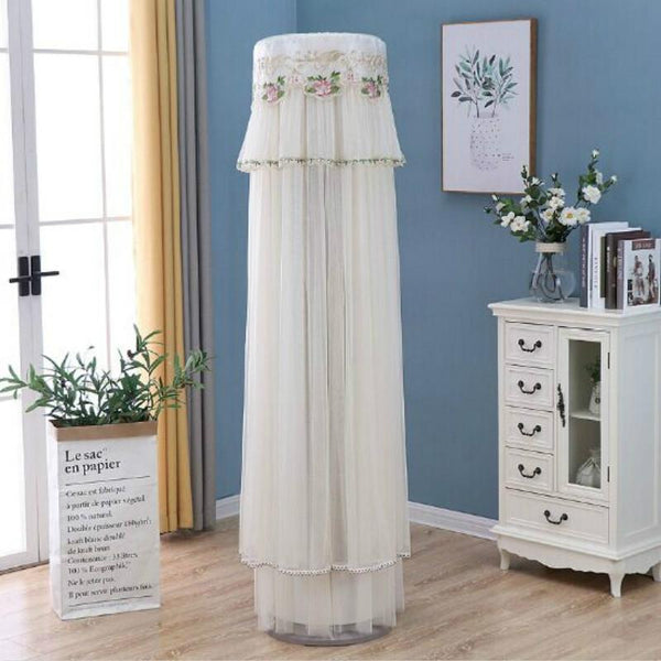 170Cm Vertical Lace Air Conditioner Dust Cover Round Column White Portable Air Conditioners