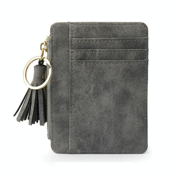 Compact Card Holder With Large Capacity Cute Mini Coin Purse Grey Business Card Holders