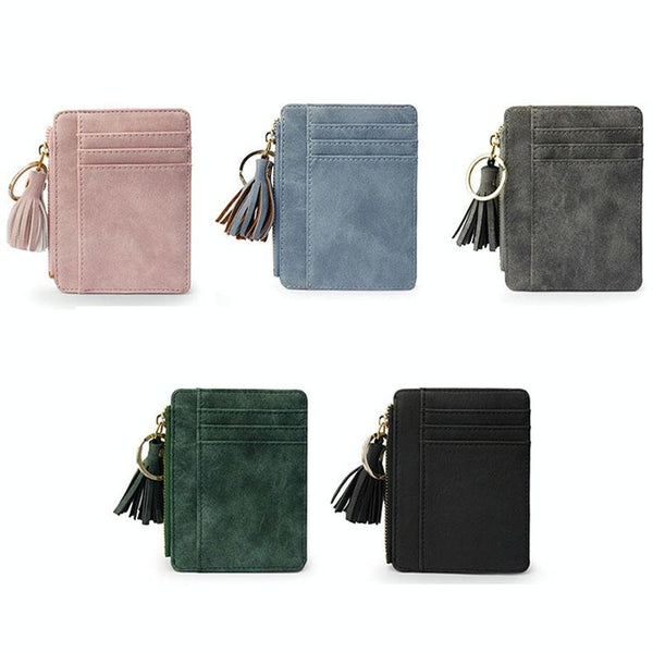 Compact Card Holder With Large Capacity Cute Mini Coin Purse Grey Business Card Holders