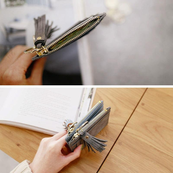 Compact Card Holder With Large Capacity Cute Mini Coin Purse Grey Business Card Holders