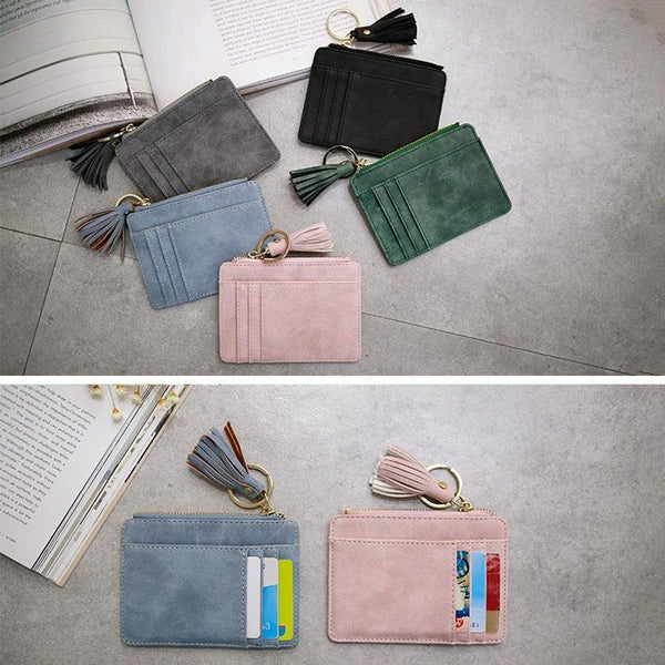 Compact Card Holder With Large Capacity Cute Mini Coin Purse Grey Business Card Holders