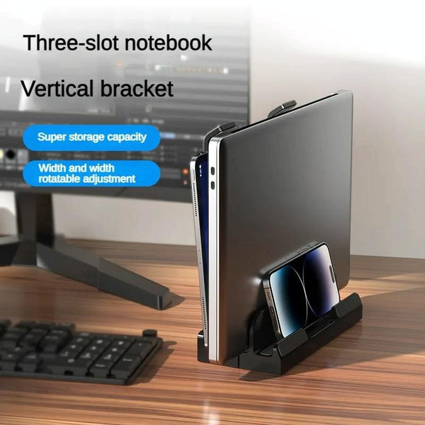 Versatile Laptop Stand With Storage And Cooling Desktop Heightening Rack Black Laptop Cooling Pads