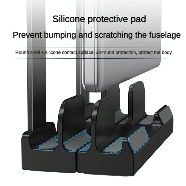 Versatile Laptop Stand With Storage And Cooling Desktop Heightening Rack Black Laptop Cooling Pads